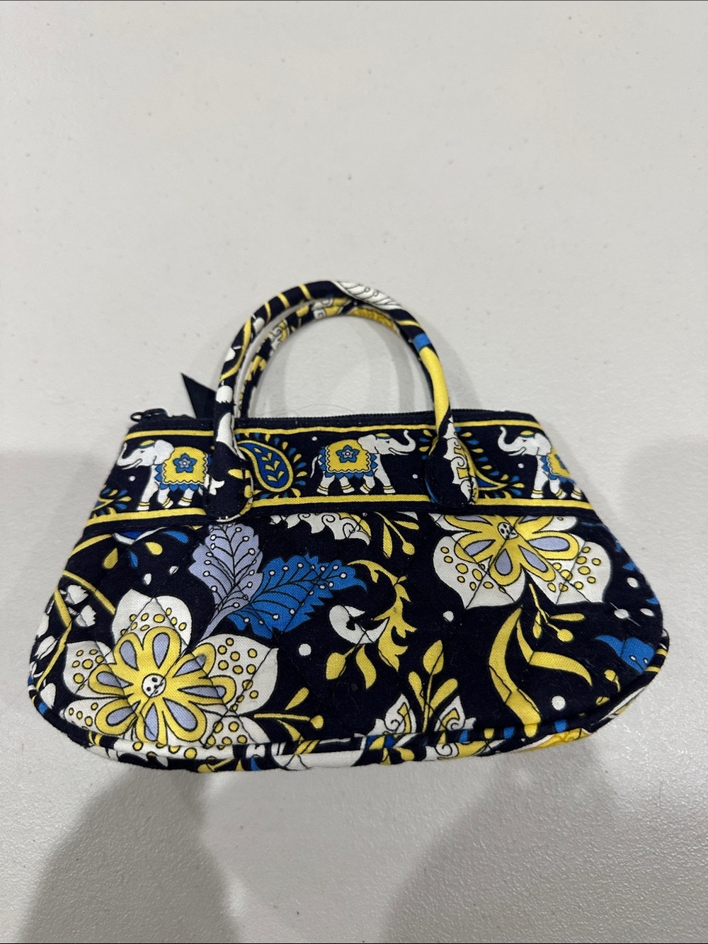 Vera Bradley Navy, Yellow & Blue Mini Quilted Handbag